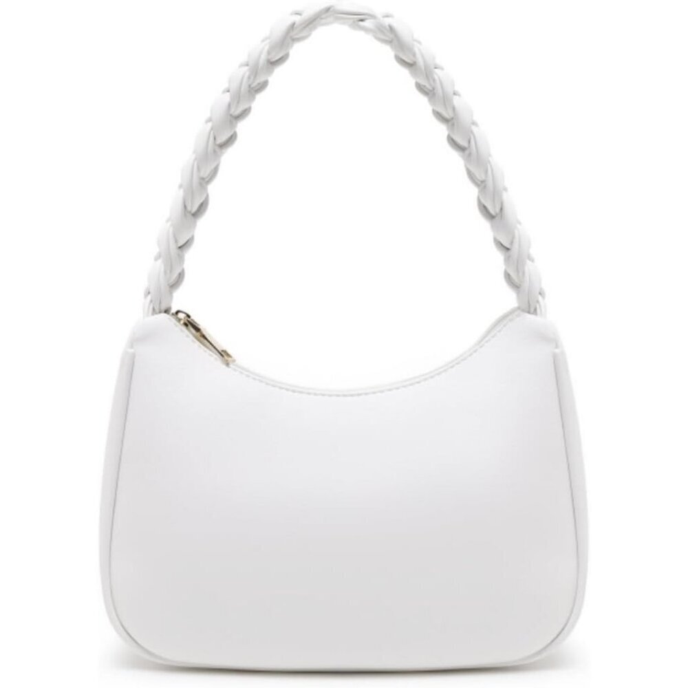 Women’s Braid White Cute Hobo Tote Handbag Mini Clutch Purse with Zipper Closure